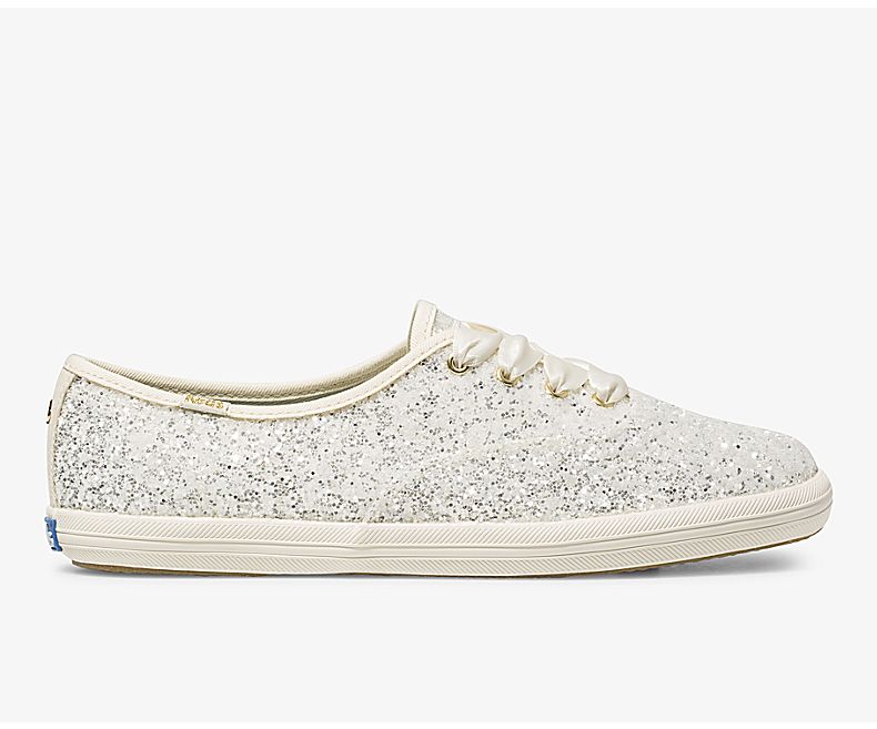 Keds Women's X Kate Spade New York Champion Glitter Cream Lace Up Shoes - OJ3187290